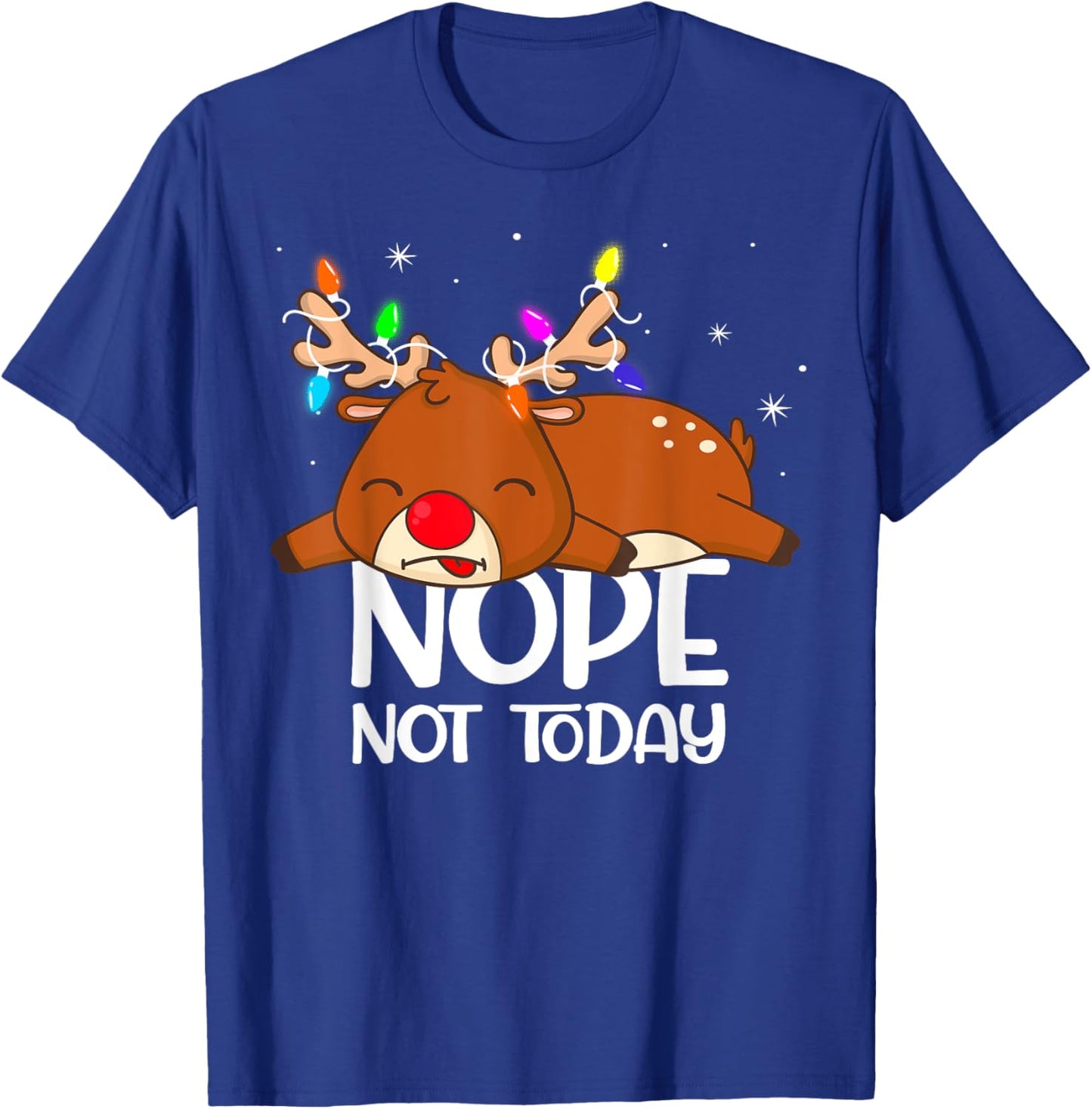 Funny pun lazy reindeer nope boys girls Family christmas T-Shirt - T-Shirt | Royal
