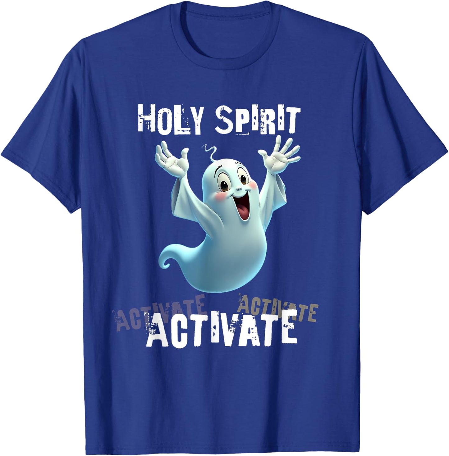 Holy Spirit Activate Meme | Funny Christian Cartoon Ghost T-Shirt - T-Shirt | Royal