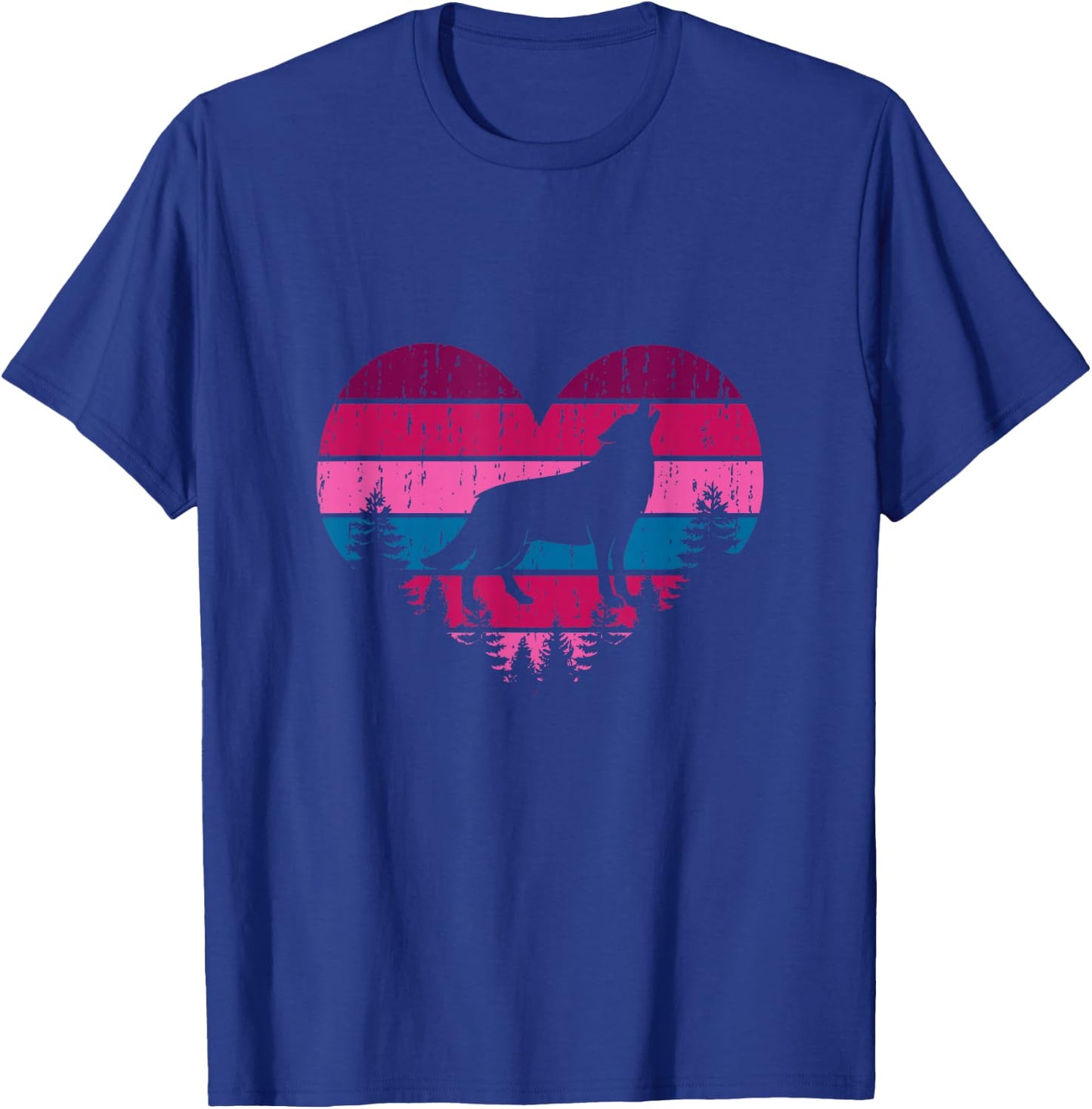 Wolf Girl Valentines Day Vintage Cute Loves Wolves T-Shirt - T-Shirt | Royal