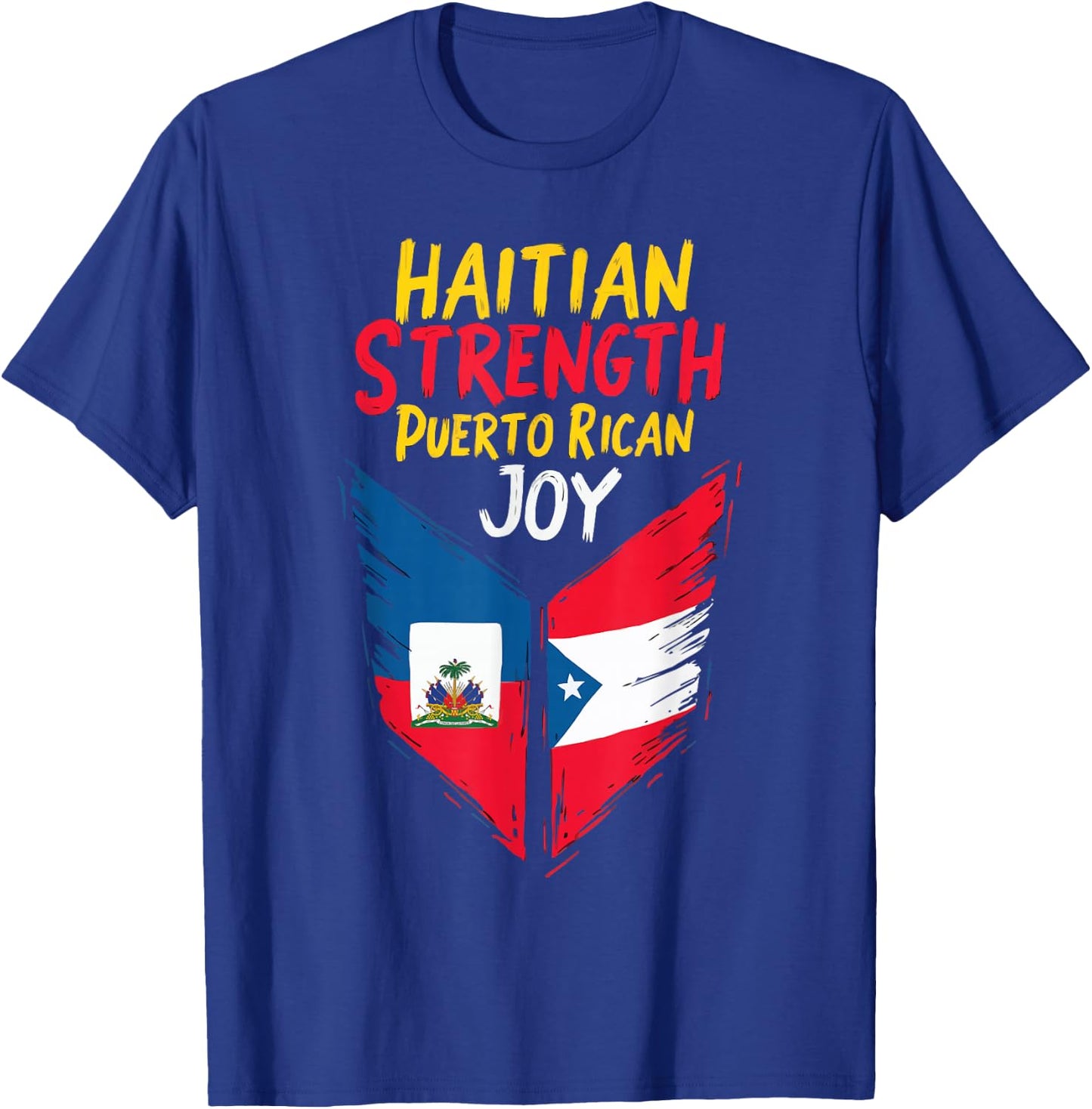 Half Haitian Half Puerto Rican Puerto Rico Flag Haiti T-Shirt - T-Shirt | Royal