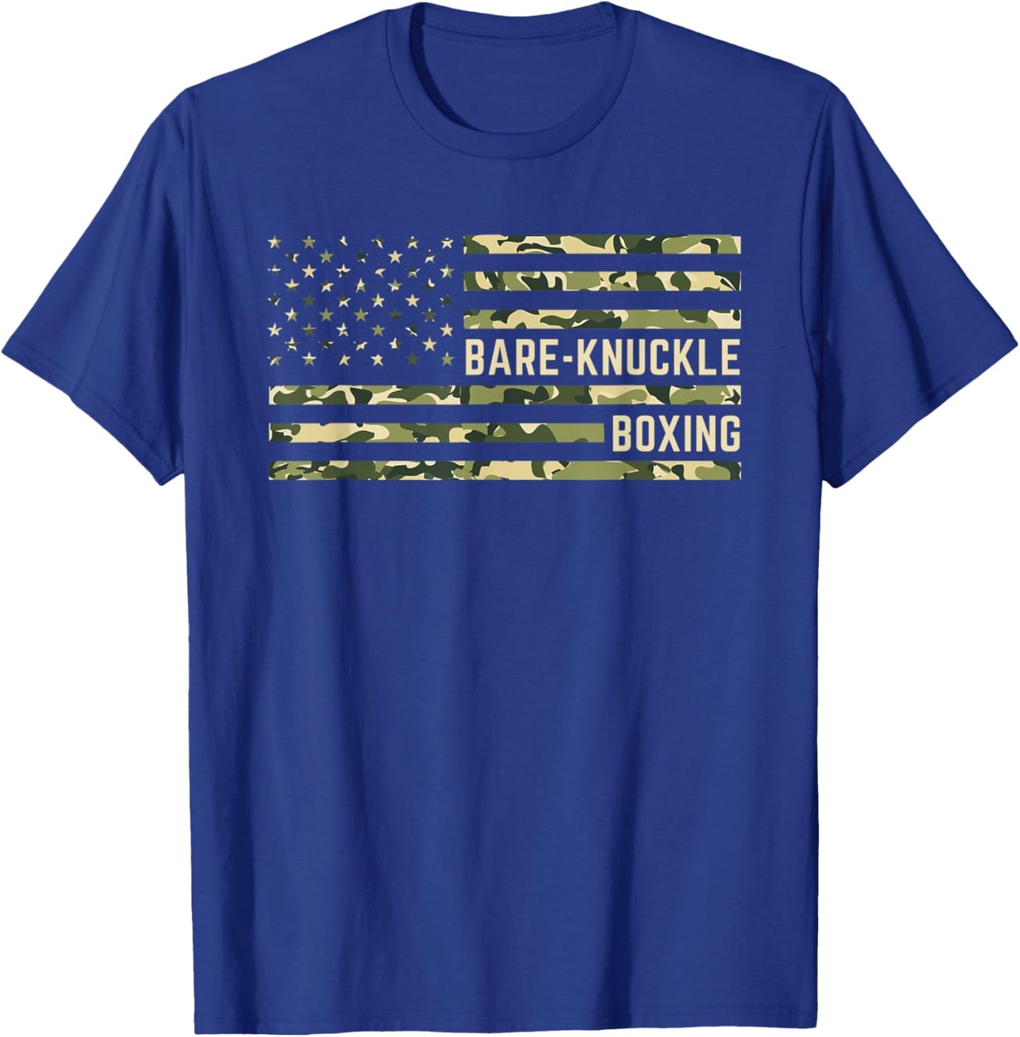 Bare Knuckle Boxing Camo American Flag Boxing USA Flag Boxer T-Shirt - T-Shirt | Royal