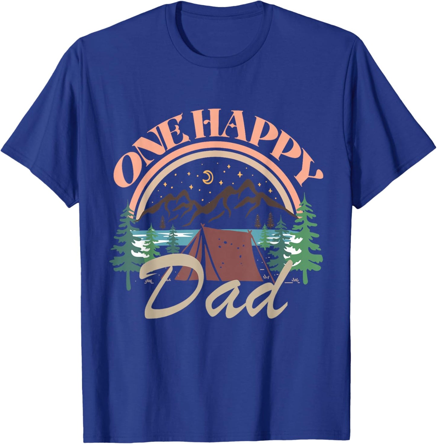 One Happy Dad First Birthday Camping Matching Family Party T-Shirt - T-Shirt | Royal
