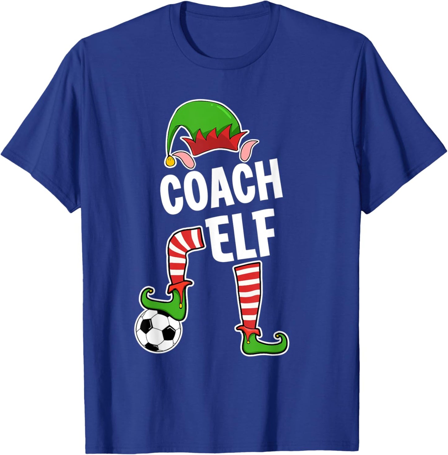 Christmas Soccer Elf for Soccer Coaches Elf T-Shirt - T-Shirt | Royal