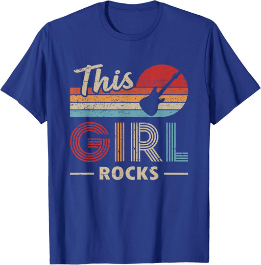 This Girl Rocks Guitar Rock N Roll Guitar Player T-Shirt - T-Shirt | Royal