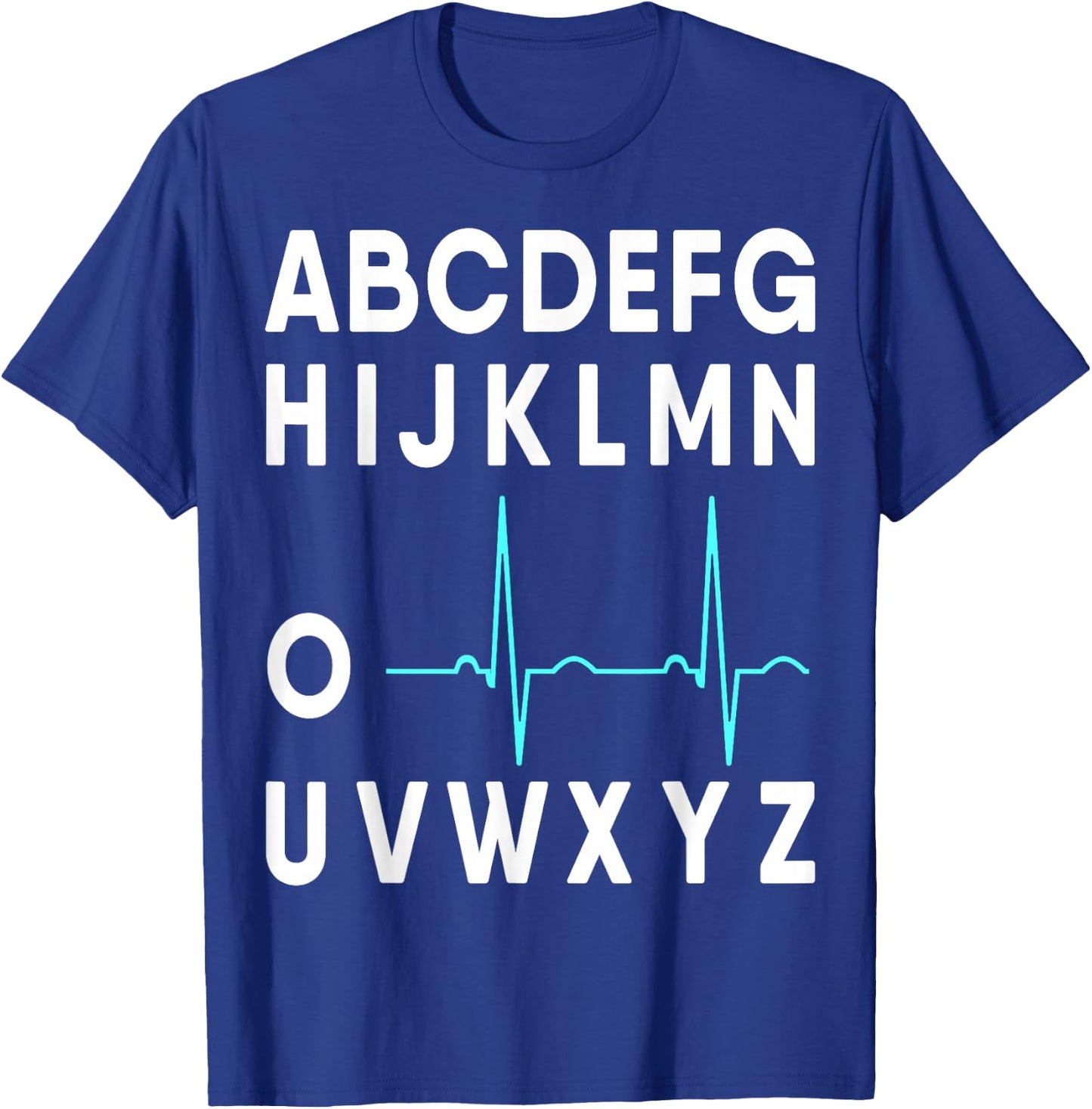 Med School Co. EKG Alphabet Heartbeat Line Doctor Nurse T-Shirt - T-Shirt | Royal