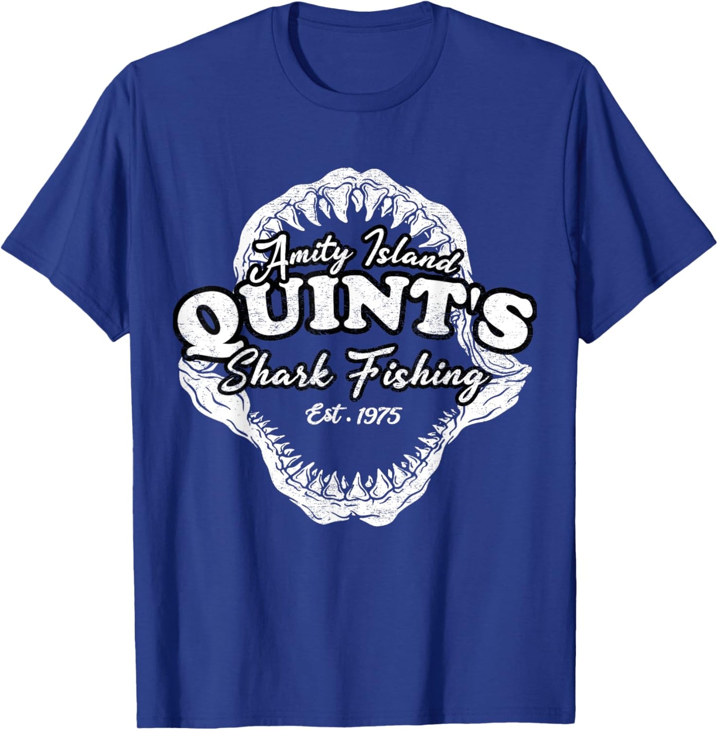 Quints Vintage Art Movies Ocean Funny Outfits Sharks Fishing T-Shirt - T-Shirt | Royal