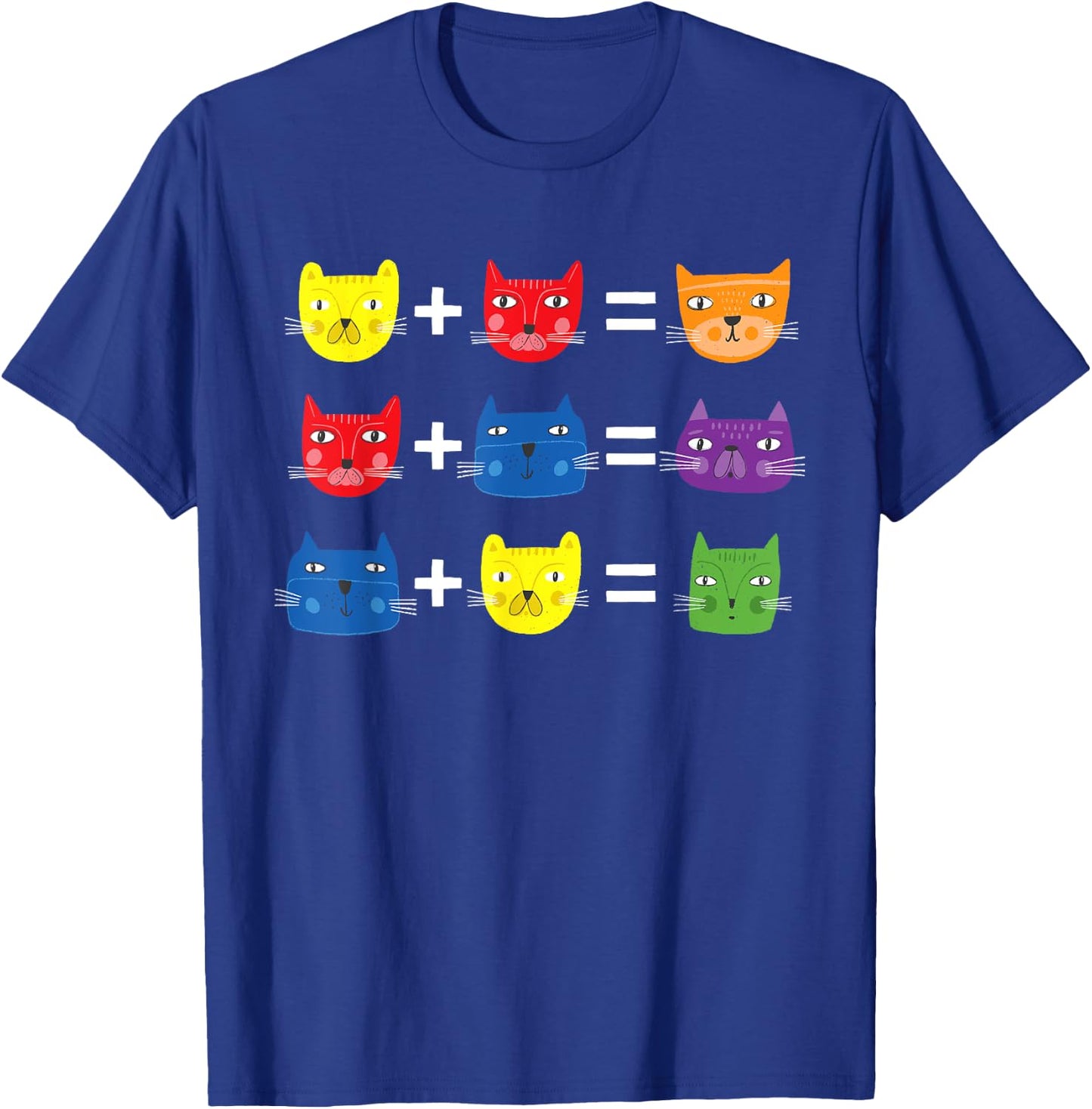 Cat Themed Color Theory Educational Art Teacher Artist T-Shirt - T-Shirt | Royal