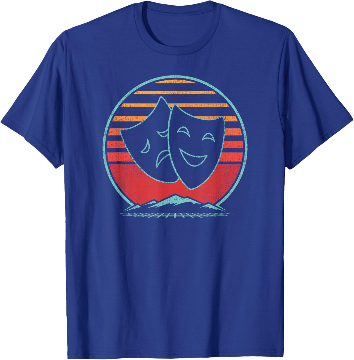 Theatre Masks Retro 80s Style Drama Actress Actor Gift T-Shirt - T-Shirt | Royal