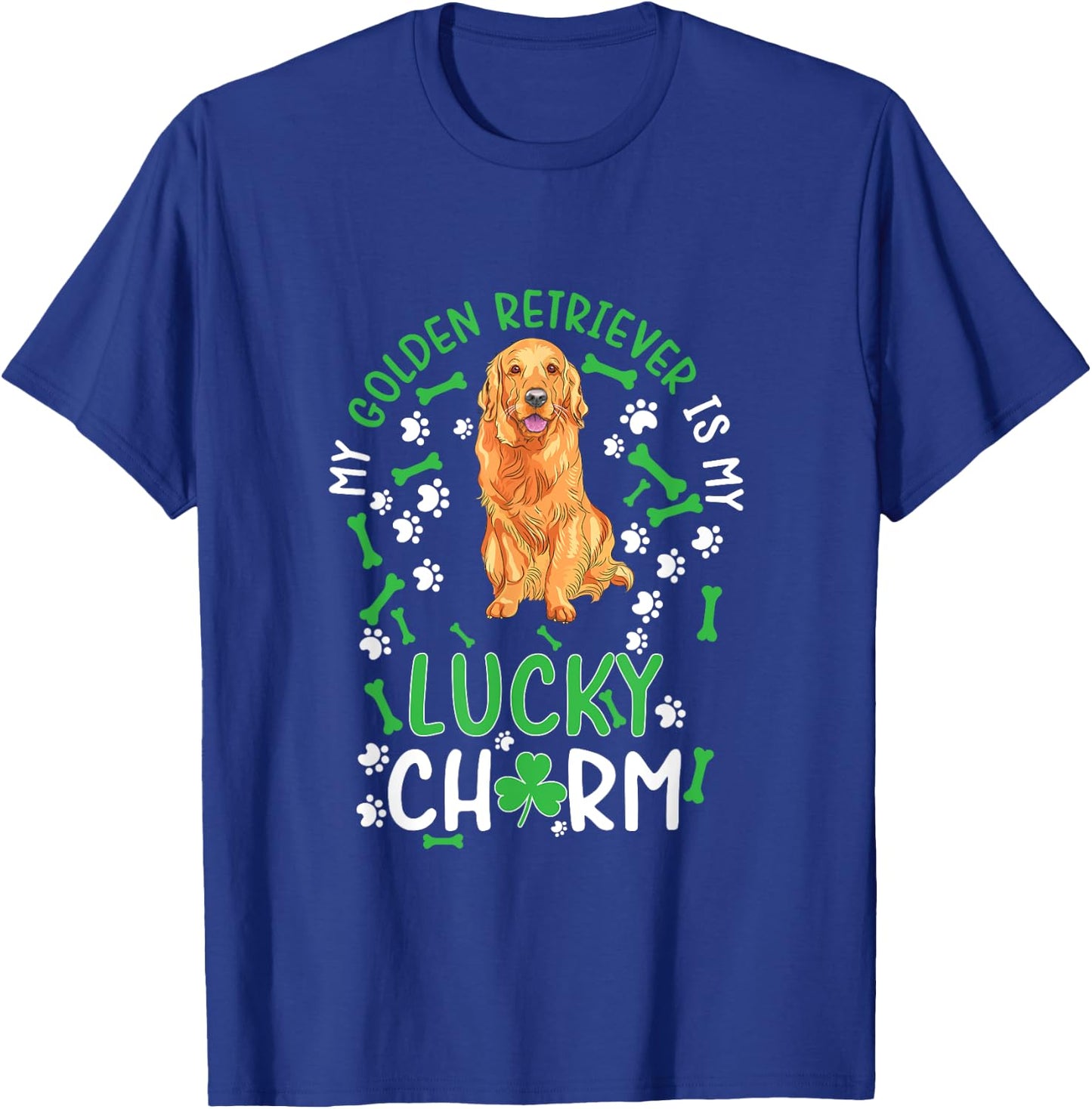 My Golden Retriever is My Lucky Charm dog st Patrick's day T-Shirt - T-Shirt | Royal