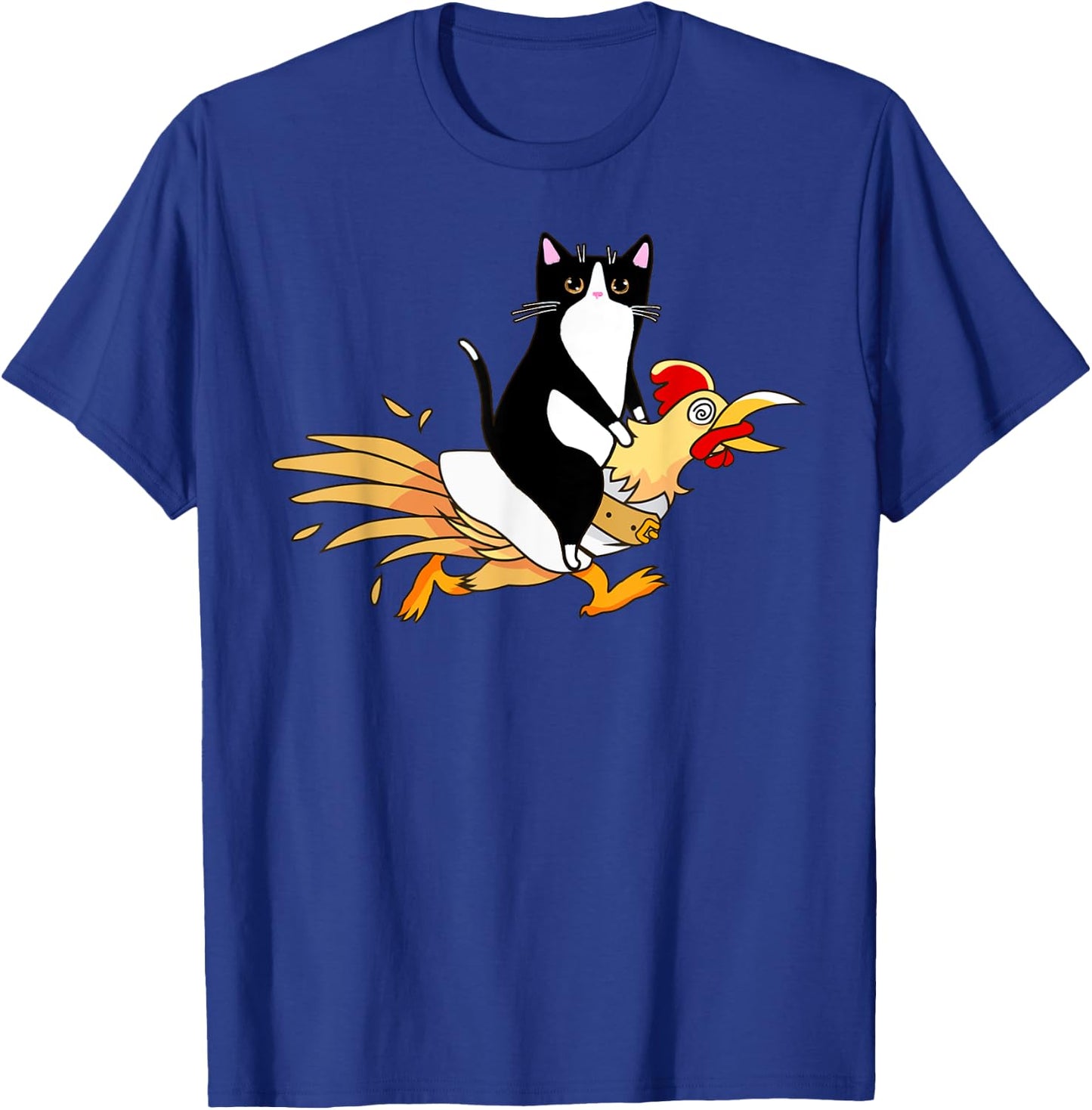 Tuxedo Cat Riding a Chicken Women Catfather T-Shirt - T-Shirt | Royal