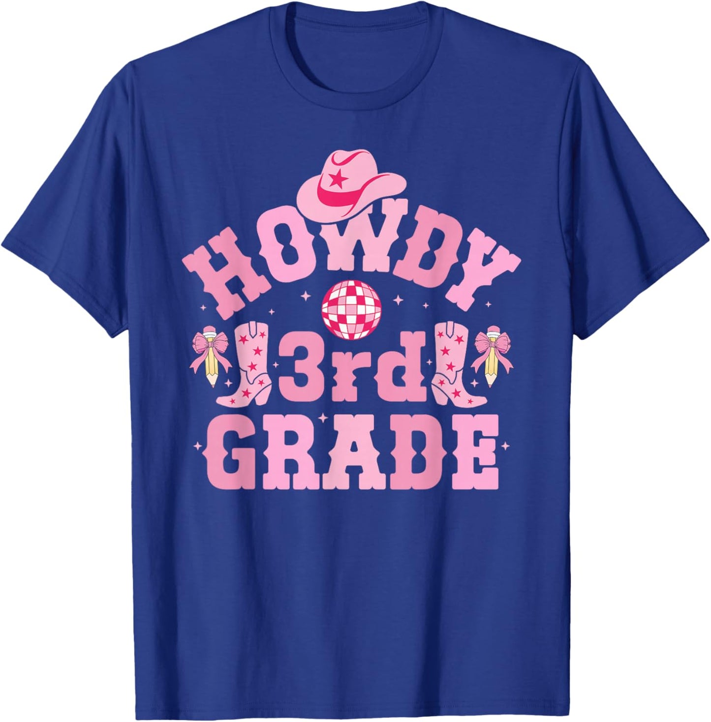 Howdy 3rd Grade Cowgirl Third Grade Western Teacher Girls T-Shirt - T-Shirt | Royal