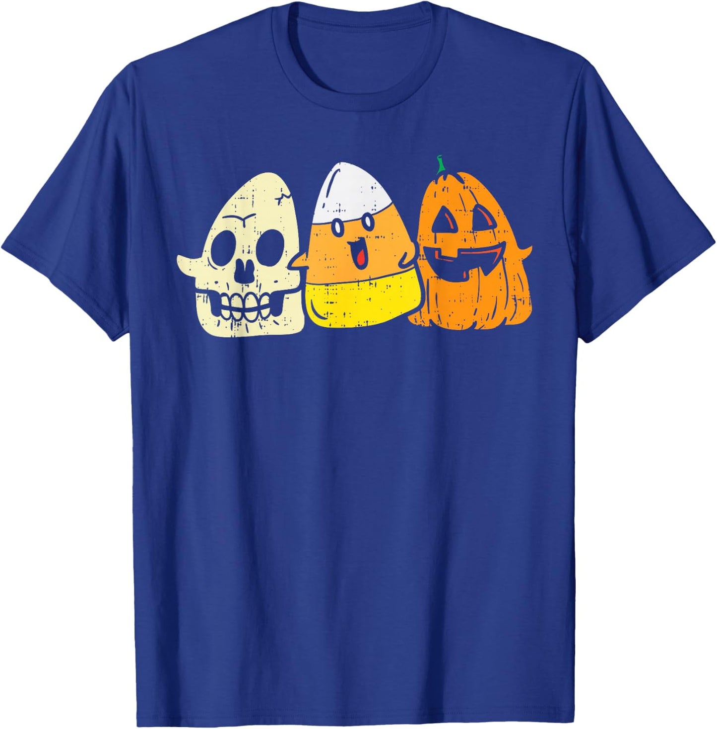 Candy Corn Skeleton Skull Pumpkin Fun Halloween Costume Kids T-Shirt - T-Shirt | Royal