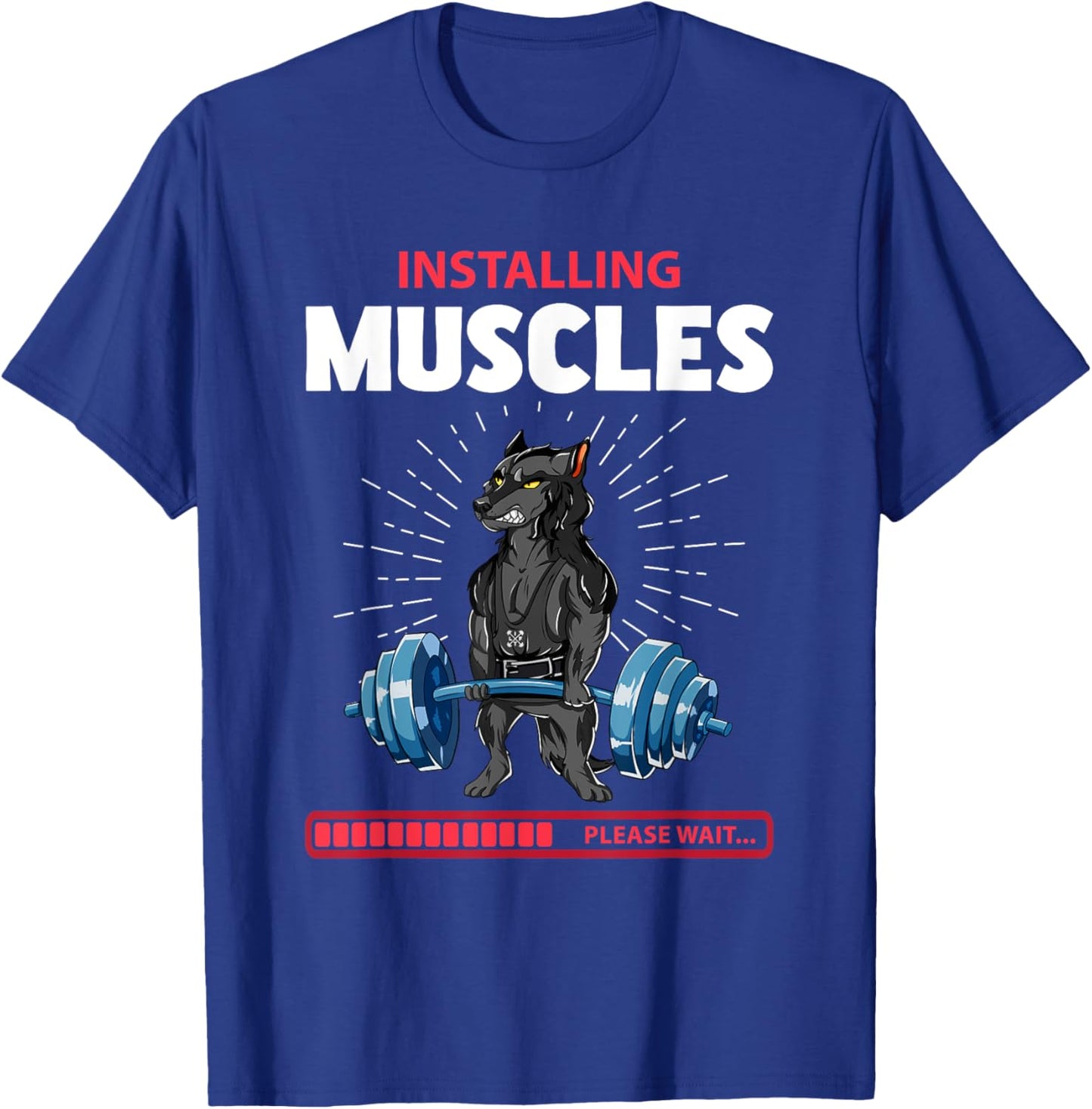Wolf Deadlift Fitness Gym Weightlifting T-Shirt - T-Shirt | Royal