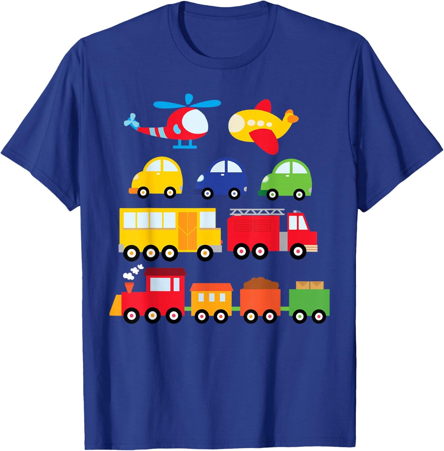 Transportation Trucks Cars Trains Planes Helicopters Toddler T-Shirt - T-Shirt | Royal