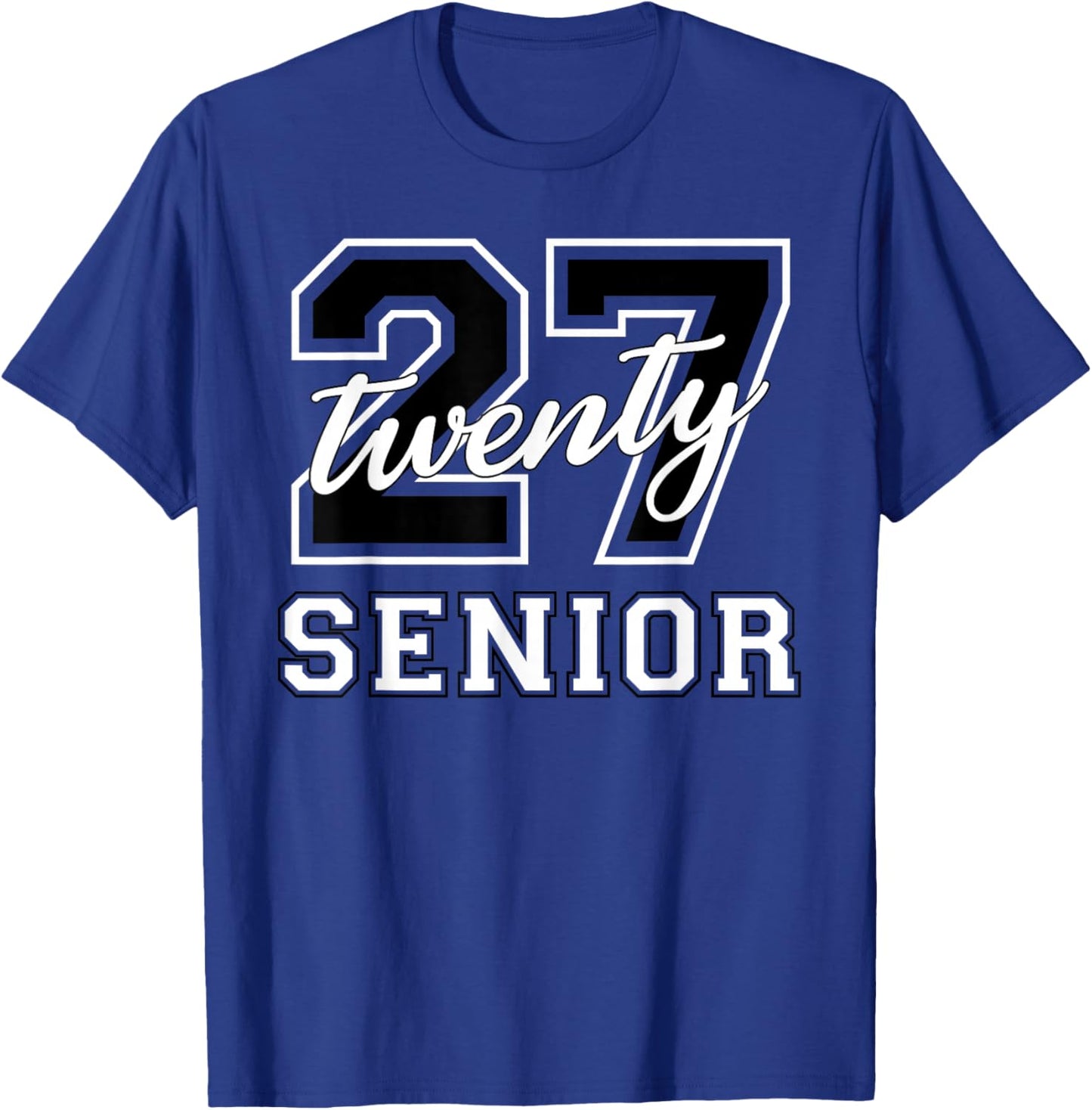 Senior Class of 2027 Graduation Varsity Black White Letters T-Shirt - T-Shirt | Royal