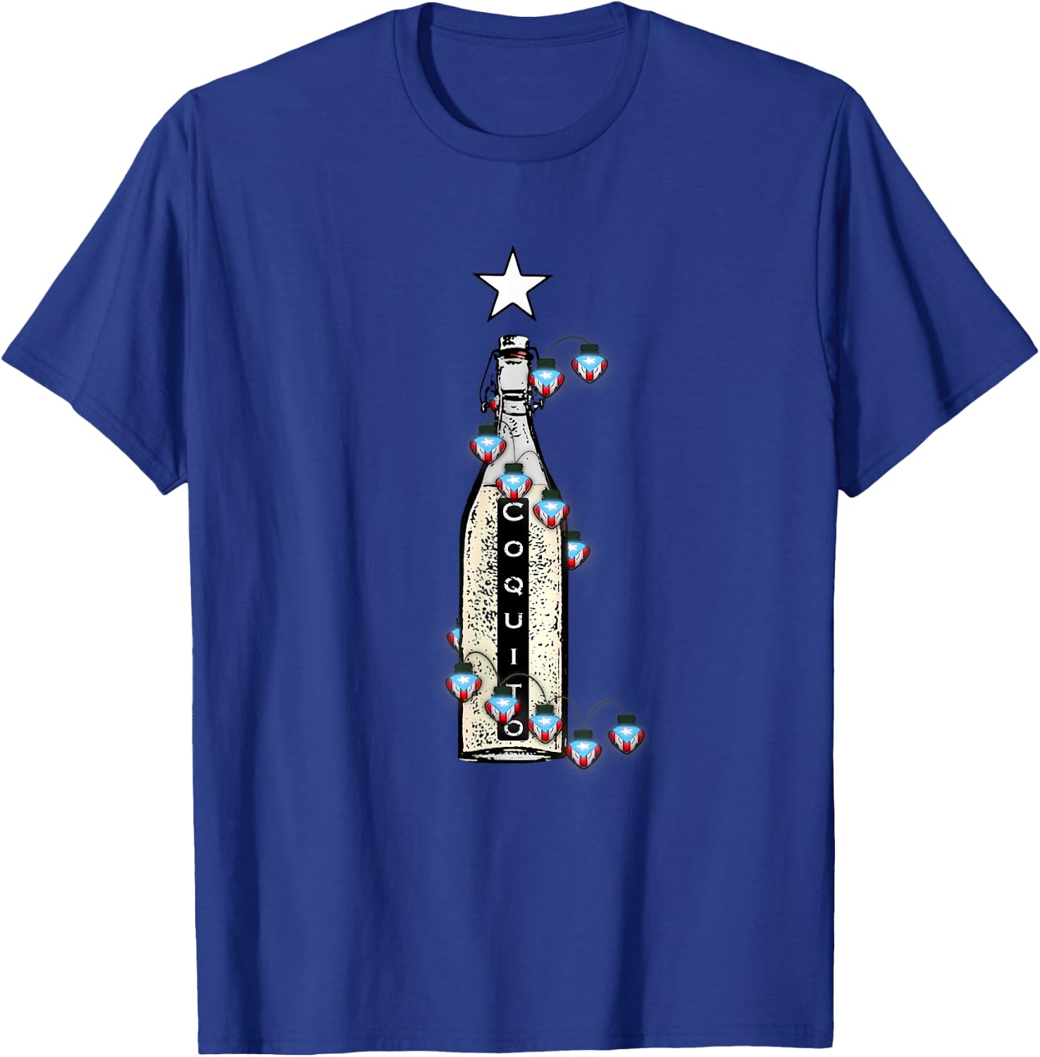 Coquito Boricua Traditional Drink P.R. Flag Xmas Lights T-Shirt - T-Shirt | Royal