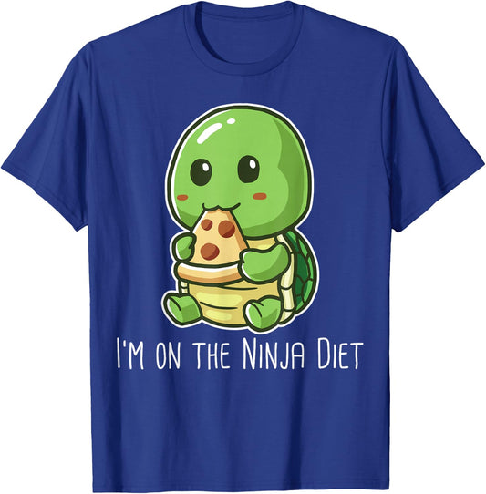 Funny Turtle Eating Pizza Design – I'm On The Diet Nerd Geek T-Shirt - T-Shirt | Royal