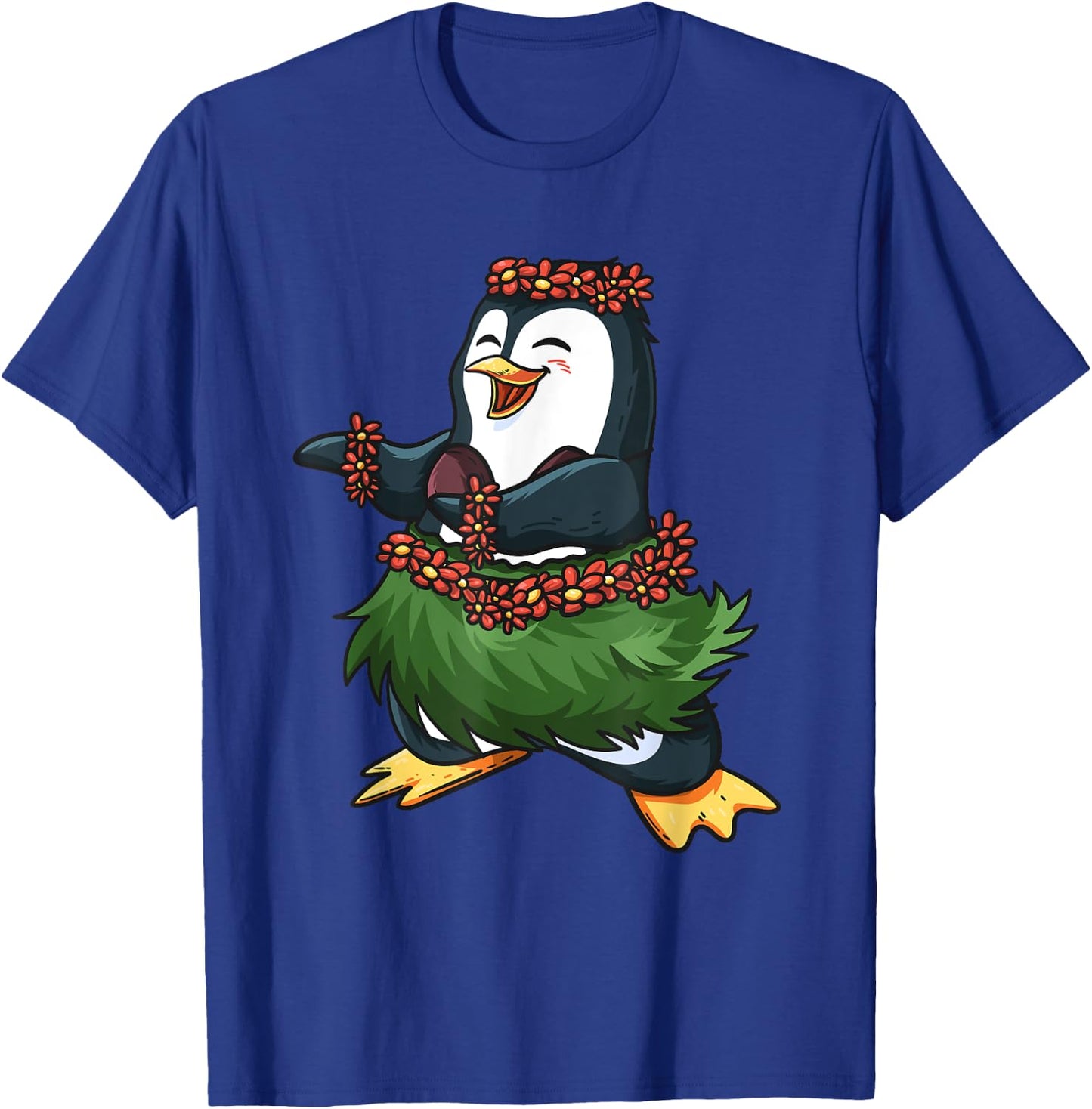Cute Hawaiian Hula Penguin Penguin Day Luau Girls Women Gift T-Shirt - T-Shirt | Royal