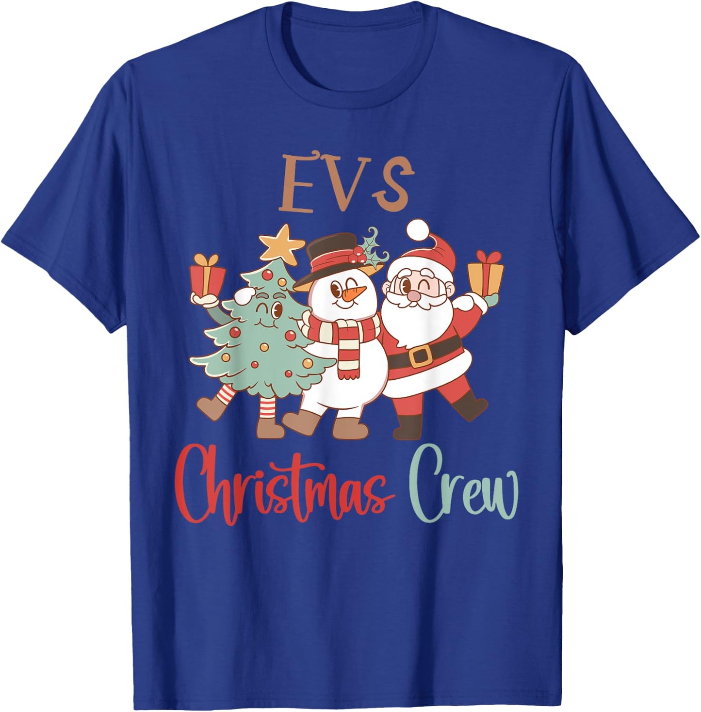 EVS Christmas Crew Santa Snowman Environmental Services Team T-Shirt - T-Shirt | Royal