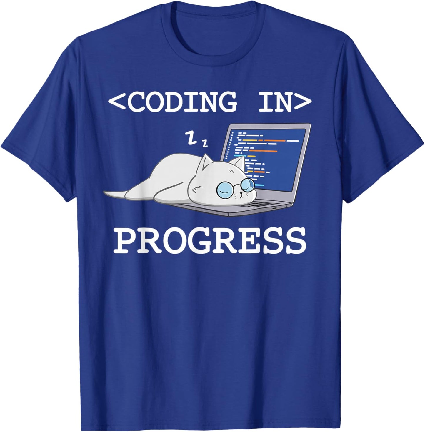 Funny Programming Cat Coding Coder Programmer Developer Men Women Girls Kids T-Shirt - T-Shirt | Royal
