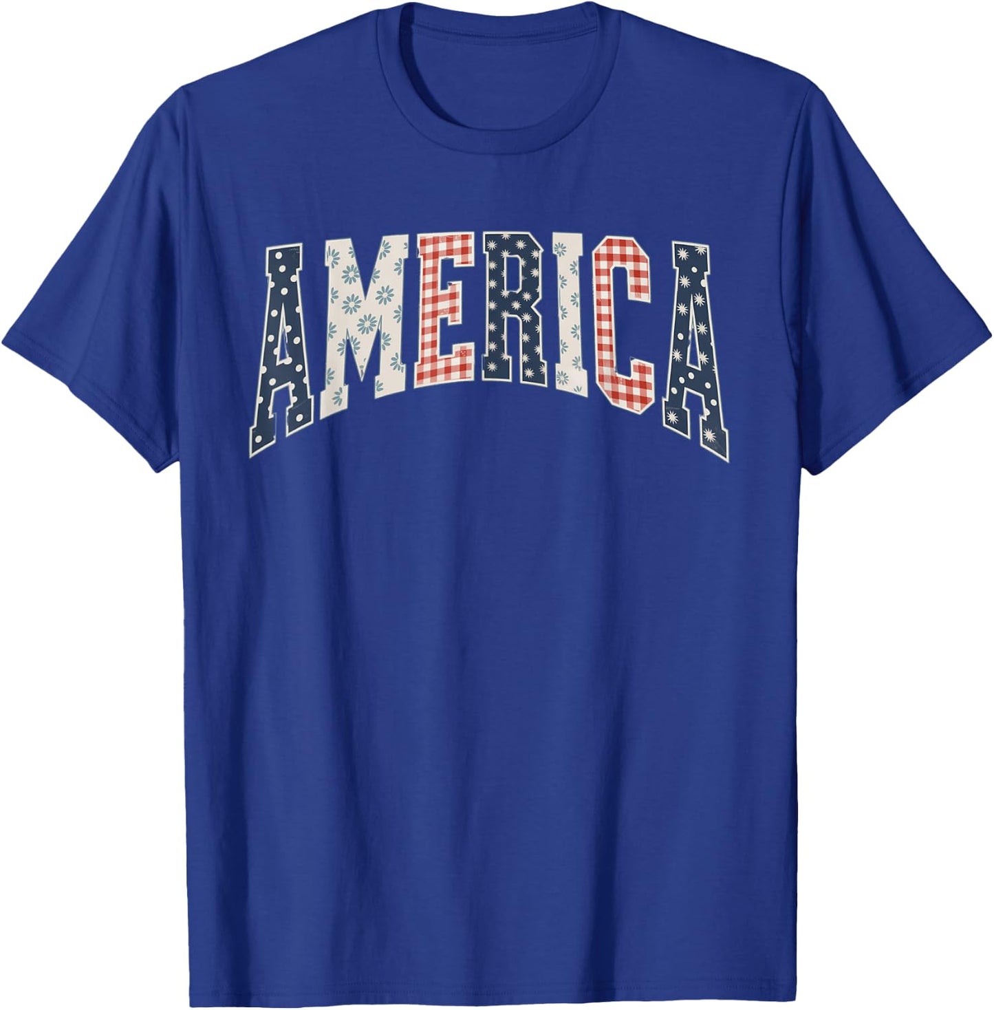 American Quilt Picnic Style Lettering RWB Boy Girl Party Fun T-Shirt - T-Shirt | Royal