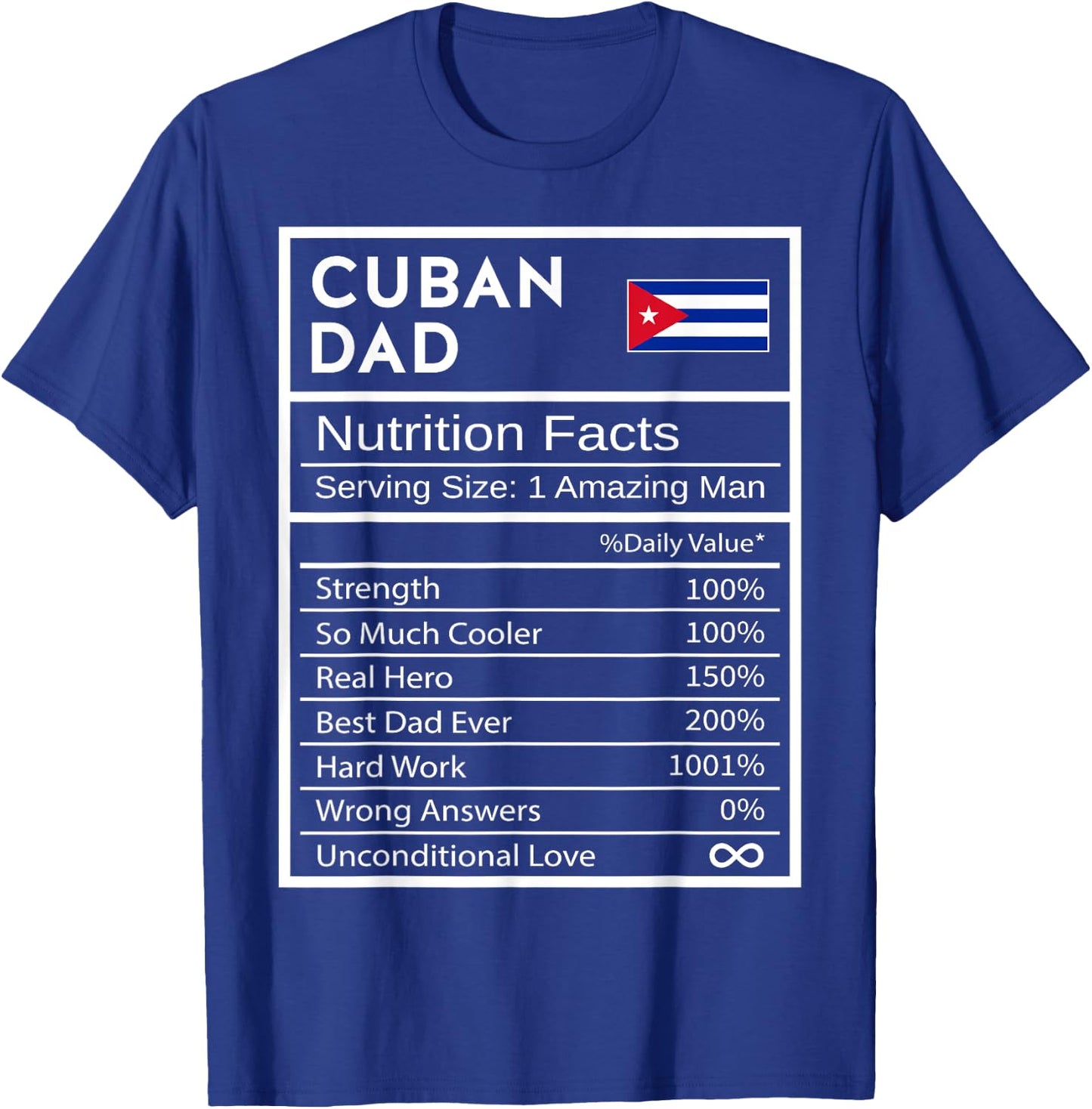 Cuban Dad Nutrition Facts National Pride Gift Dad T-Shirt - T-Shirt | Royal
