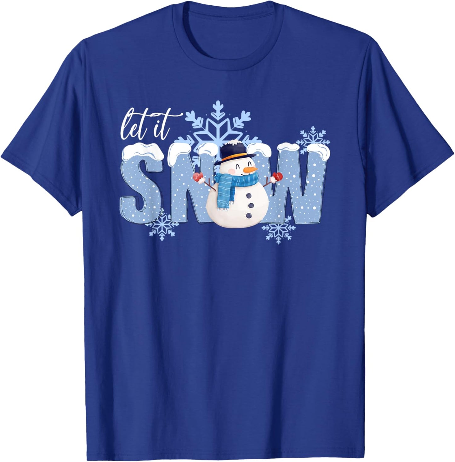 Best Winter Snow Art Women Snowman Snowflakes T-Shirt - T-Shirt | Royal