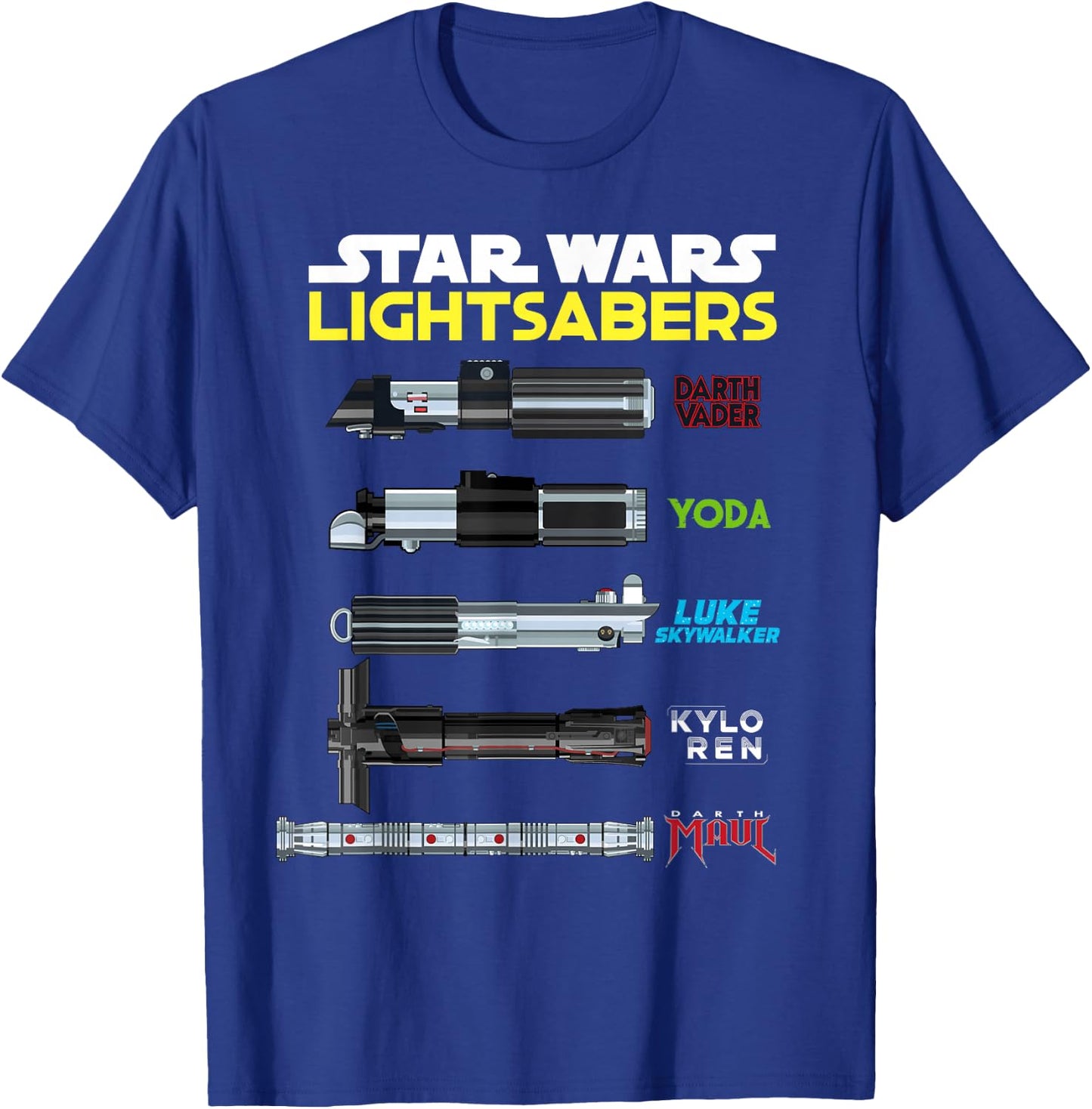 Star Wars Character Lightsabers T-Shirt - T-Shirt | Royal