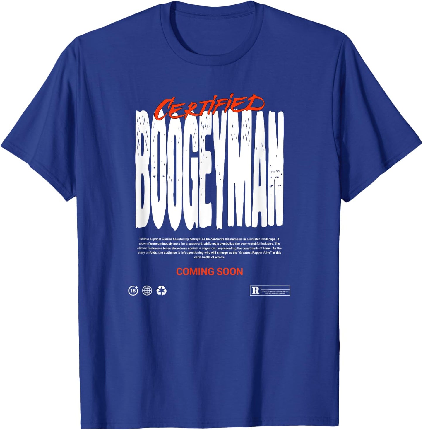 Skyscrapers Clothing Co. Certified Boogeyman -Adults Black Halloween T-Shirt - T-Shirt | Royal