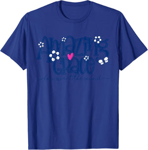 Amazing Grace How Sweet the Sound Floral T-Shirt - T-Shirt | Royal