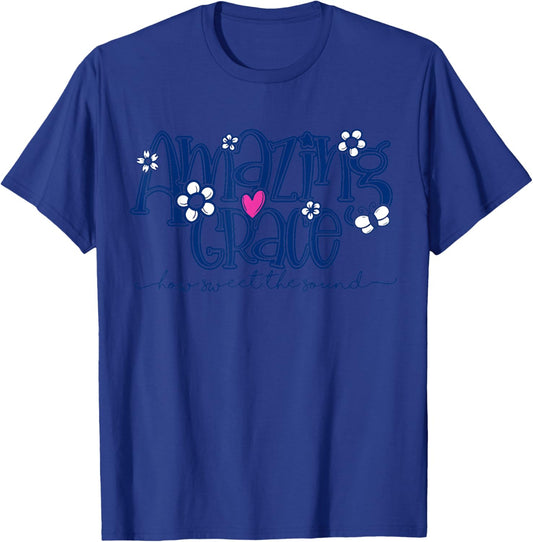 Amazing Grace How Sweet the Sound Floral T-Shirt - T-Shirt | Royal