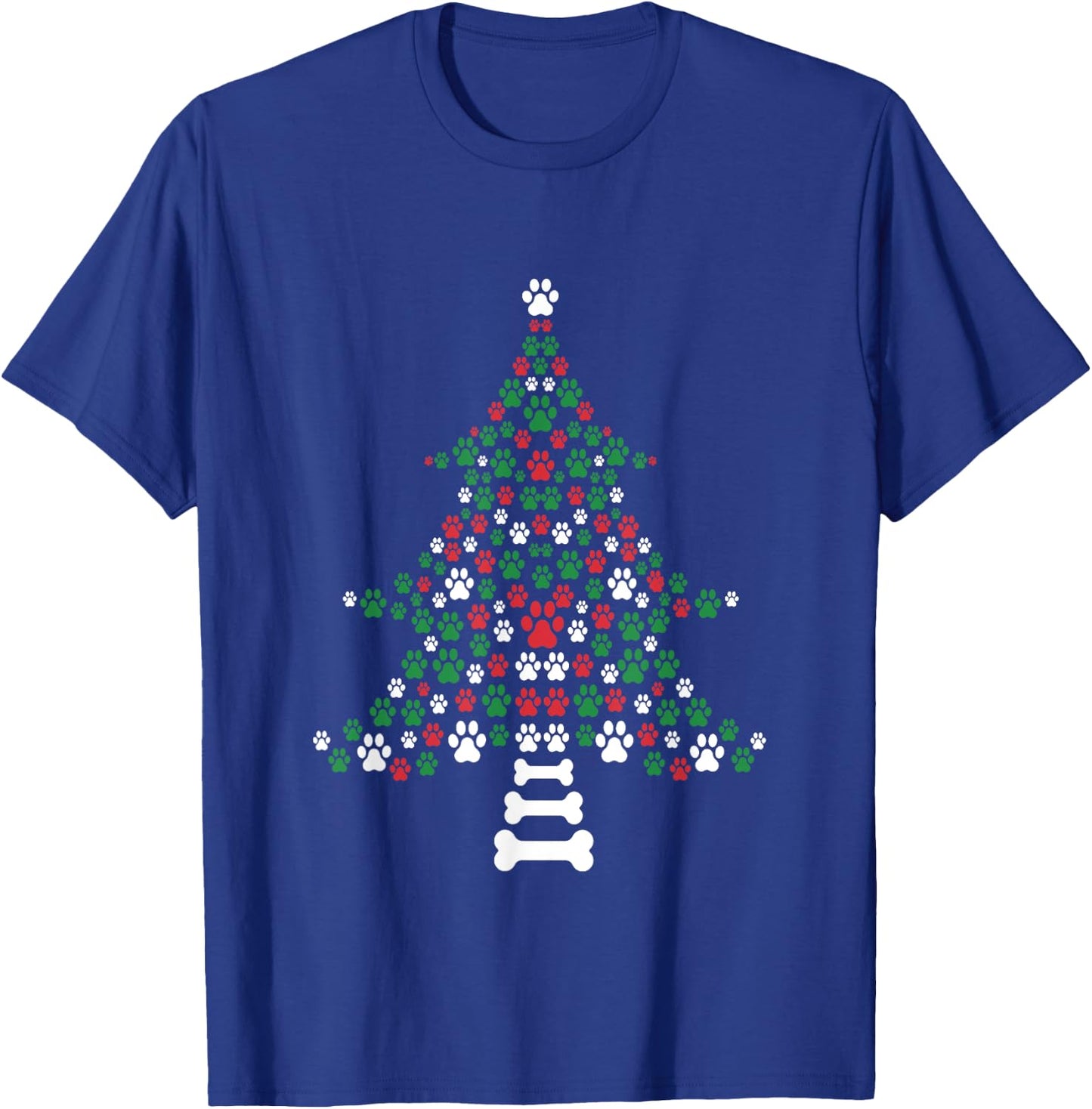 Dog Paws Print Christmas Tree Cute Dog Lover Christmas Women Kids T-Shirt - T-Shirt | Royal