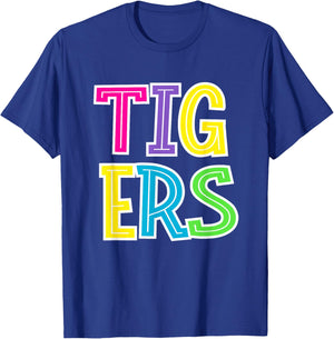 Colorful Tigers School Spirit T-Shirt - T-Shirt | Royal