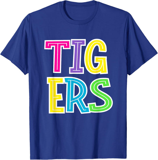 Colorful Tigers School Spirit T-Shirt - T-Shirt | Royal