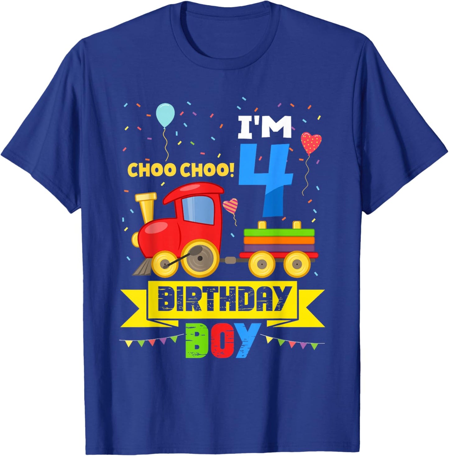 I'm 4 Birthday Boy Choo Choo Train Funny 4th Birthday T-Shirt - T-Shirt | Royal