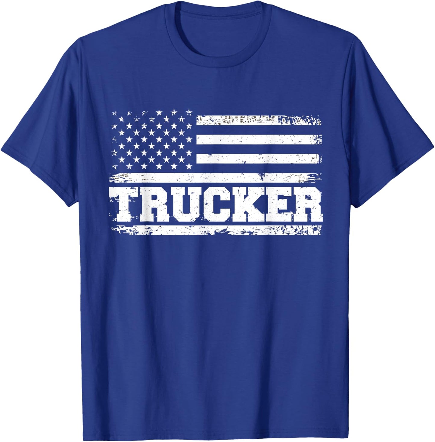 Truck Driver Trucker Us American Flag Patriotic Kids Men T-Shirt - T-Shirt | Royal