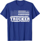 Truck Driver Trucker Us American Flag Patriotic Kids Men T-Shirt - T-Shirt | Royal