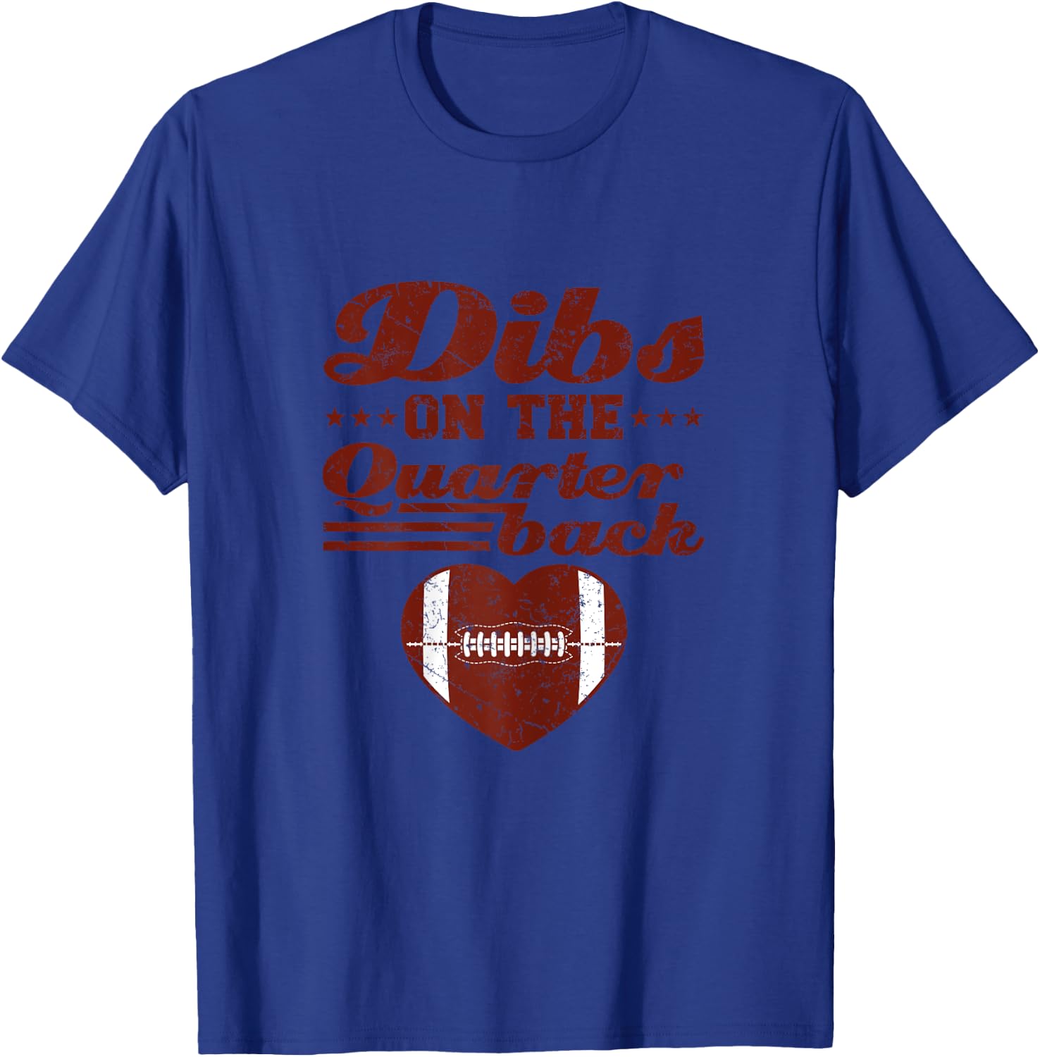Football Girlfriend Dibs On The Quarterback Heart T-Shirt - T-Shirt | Royal