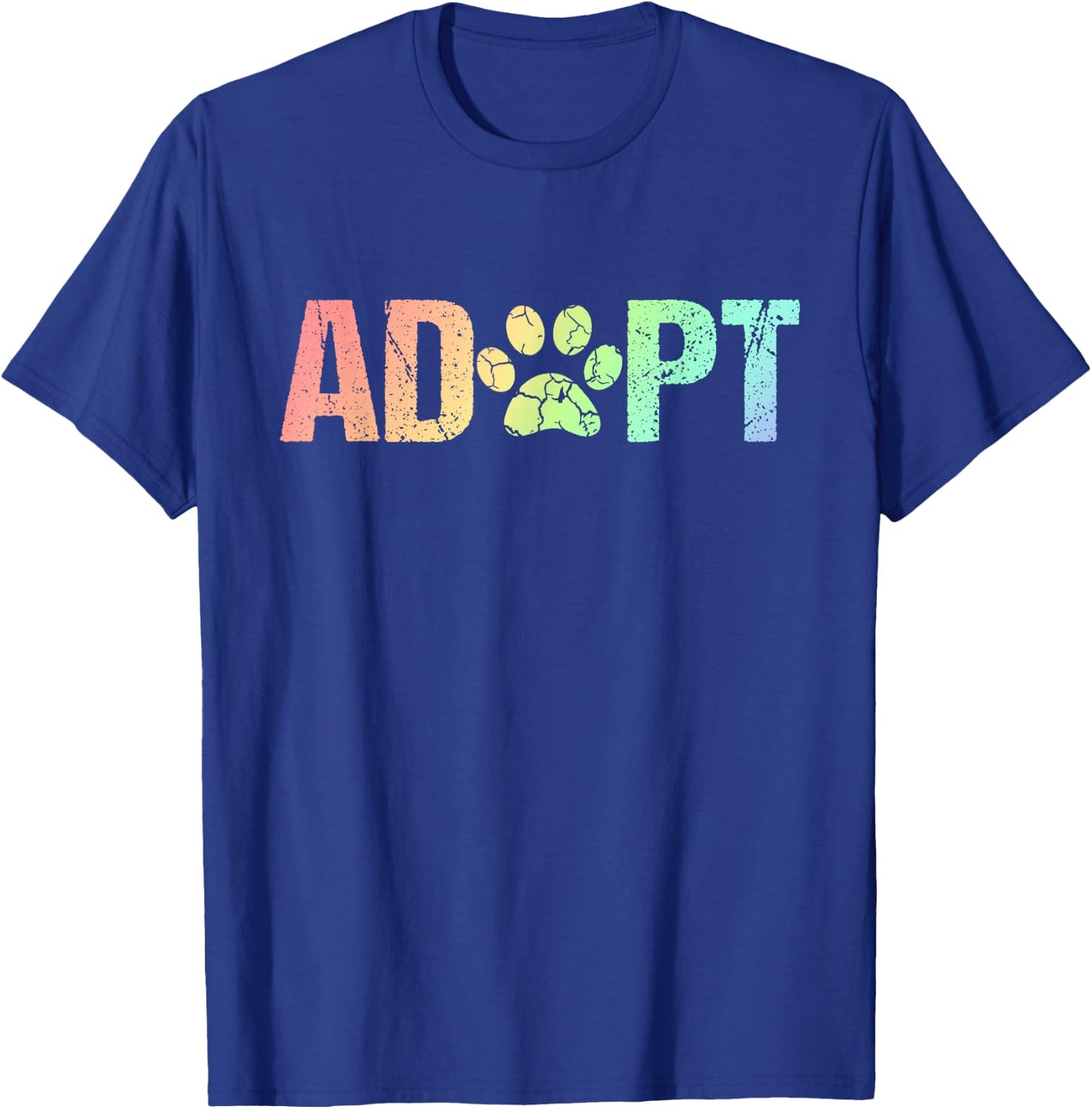 Vintage Rainbow Adopt A Dog Rescue Foster Adoption Month T-Shirt - T-Shirt | Royal