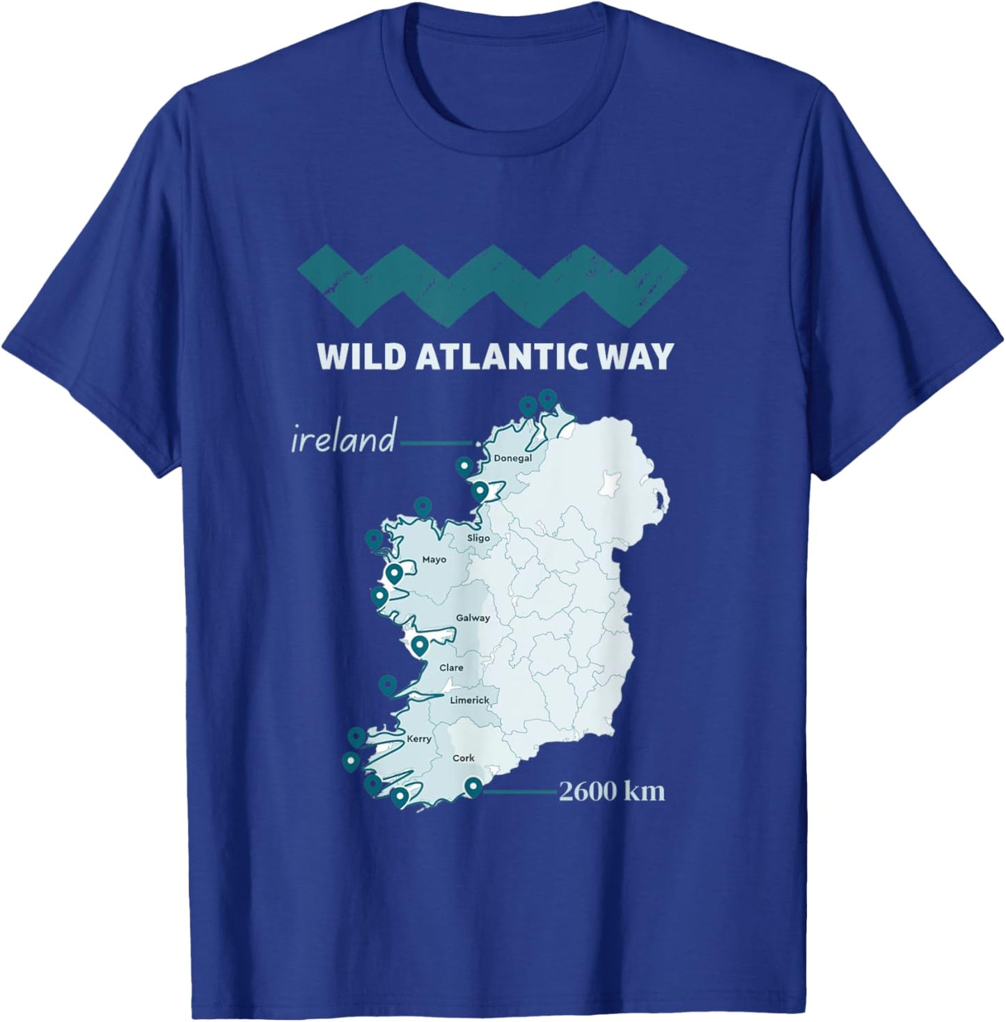 The wild atlantic way ireland coastal route map, west coast T-Shirt - T-Shirt | Royal