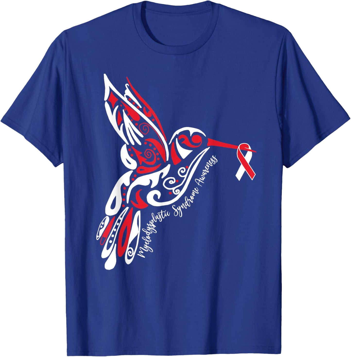 Myelodysplastic Syndrome MDS Awareness Hummingbird Ribbon T-Shirt - T-Shirt | Royal