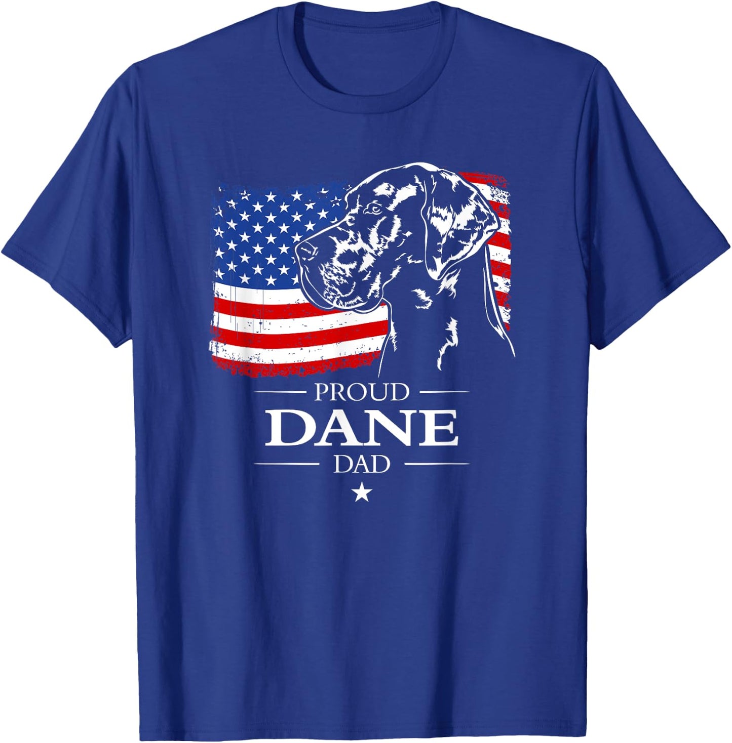 Proud Great Dane Dad American Flag patriotic giant dog T-Shirt - T-Shirt | Royal