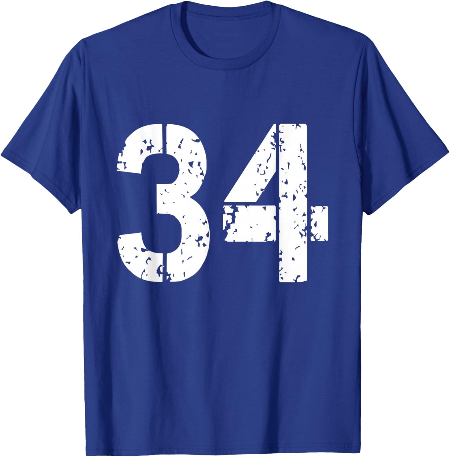 Uniform Numbered Jersey Designs for Sports Fans - Number 34 Varsity Team - 34th Birthday & 34 Years Old T-Shirt - T-Shirt | Royal