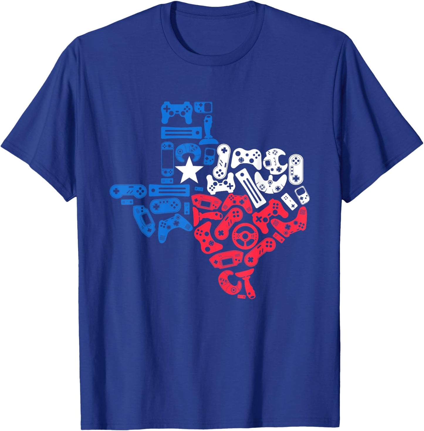 Boys Video Game Texas State Flag Map Gamer Men Kids T-Shirt - T-Shirt | Royal