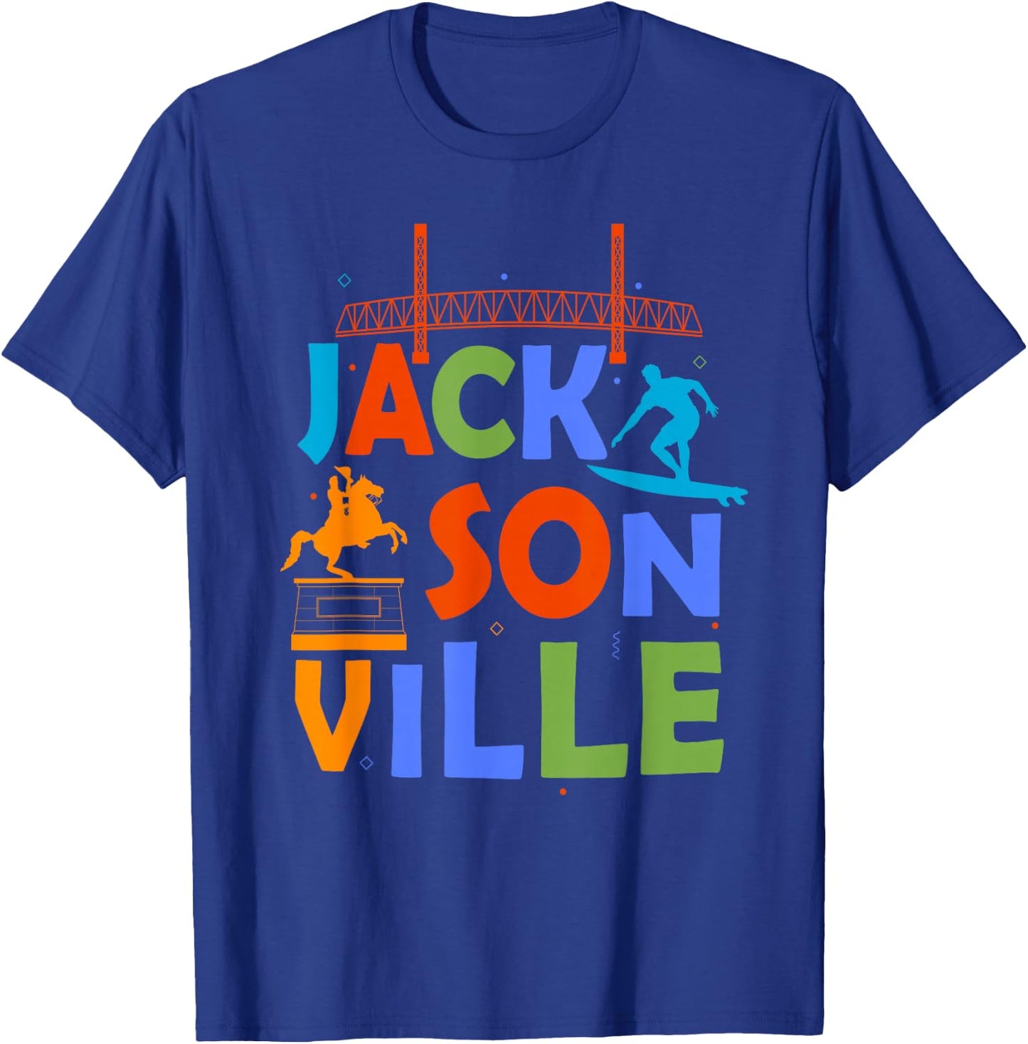 Jacksonville Souvenir Surfing Florida Skyline Jacksonville T-Shirt - T-Shirt | Royal