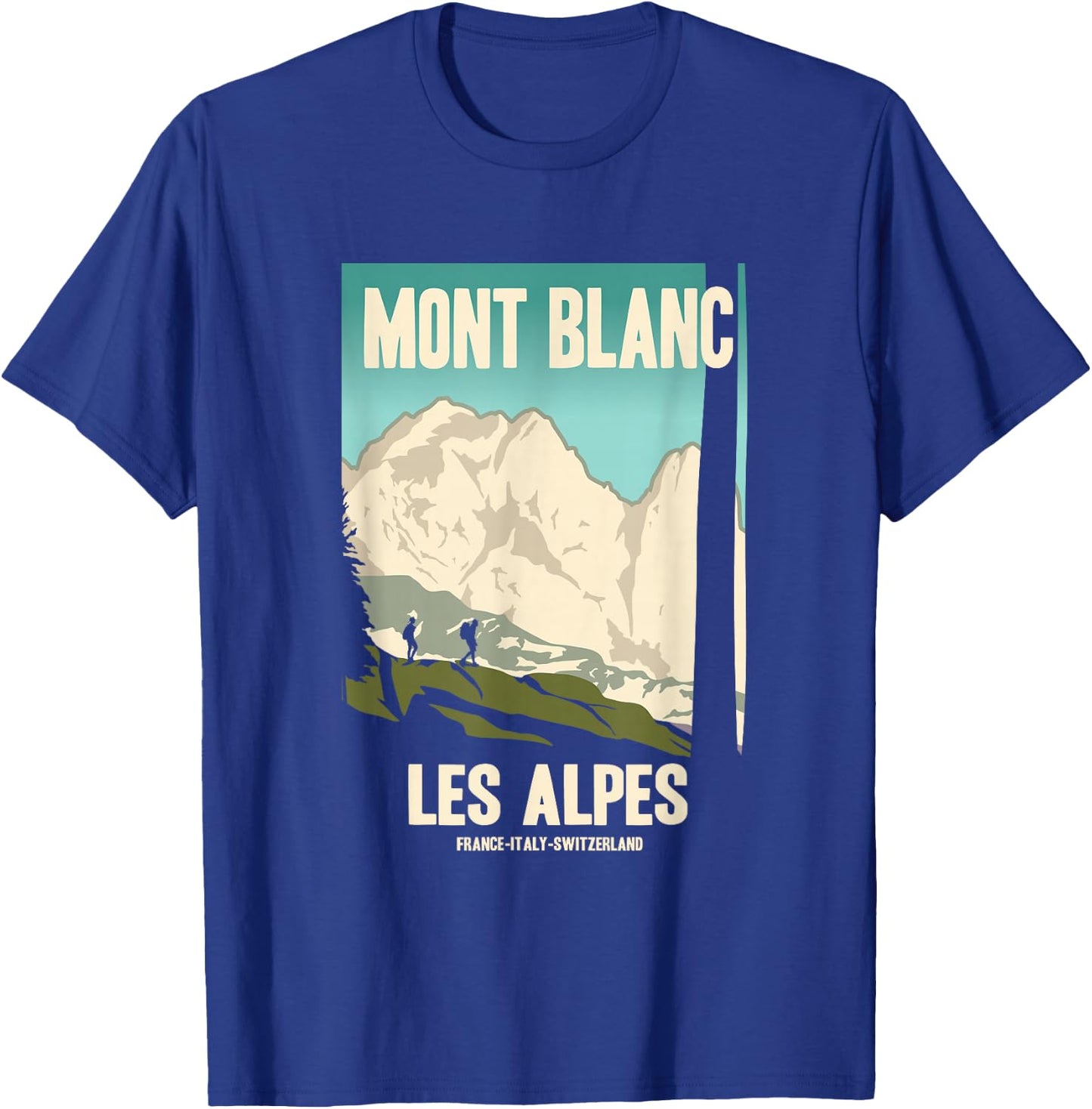 Mont Blanc ALPES Mountains Retro Travel Poster Gift T-Shirt - T-Shirt | Royal