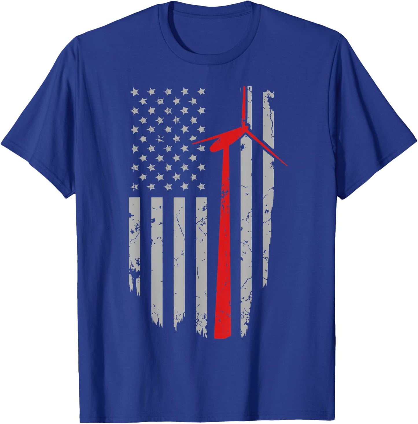 Vintage American Flag Apparel, Wind Turbine Technician T-Shirt - T-Shirt | Royal
