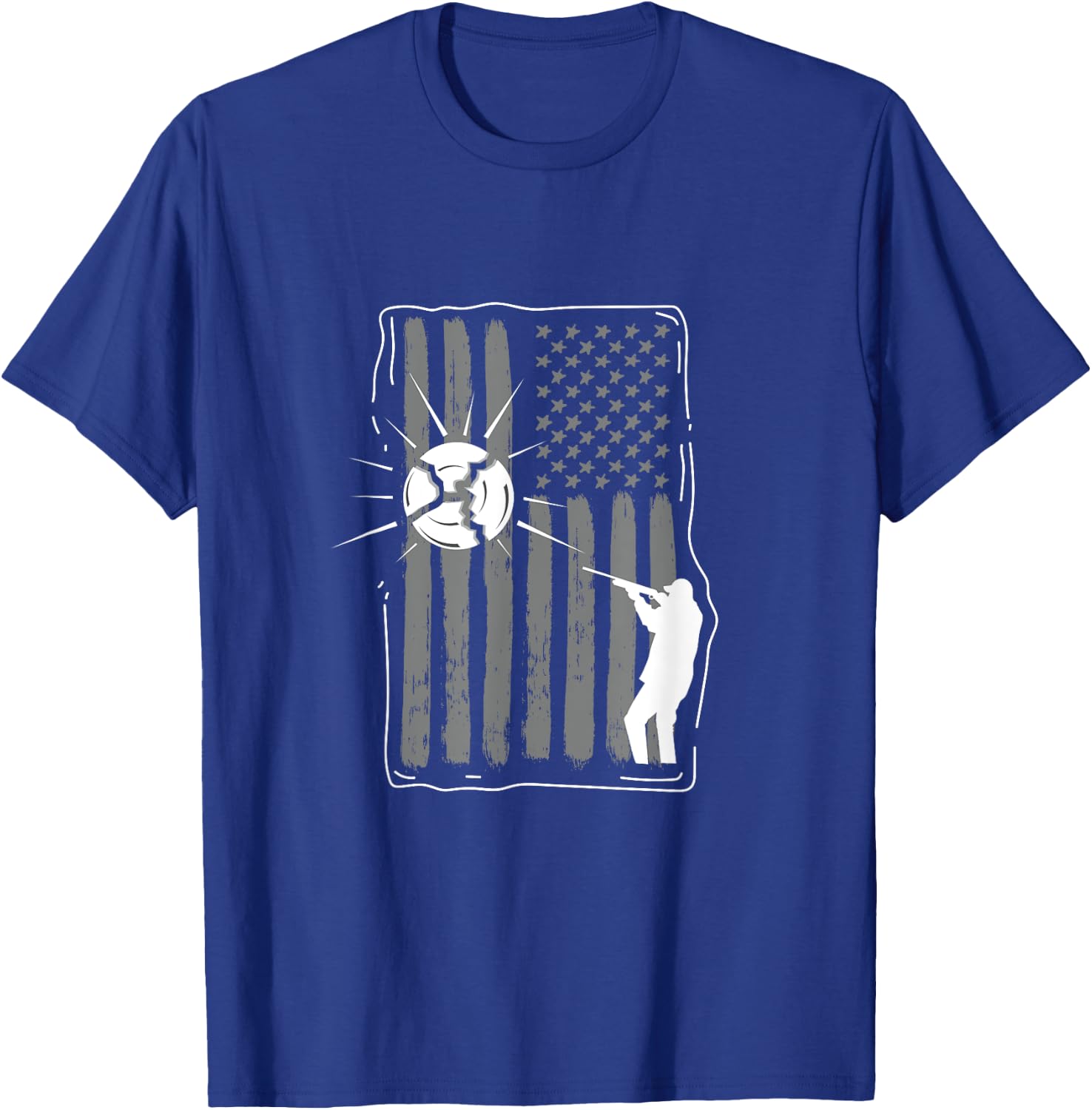 Skeet Shooting Clay Hunter USA Flag Funny Gift T-Shirt - T-Shirt | Royal