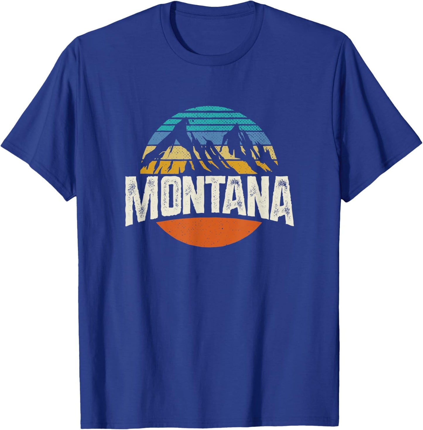 Montana Mountains Retro Design Hiking MT T-Shirt - T-Shirt | Royal