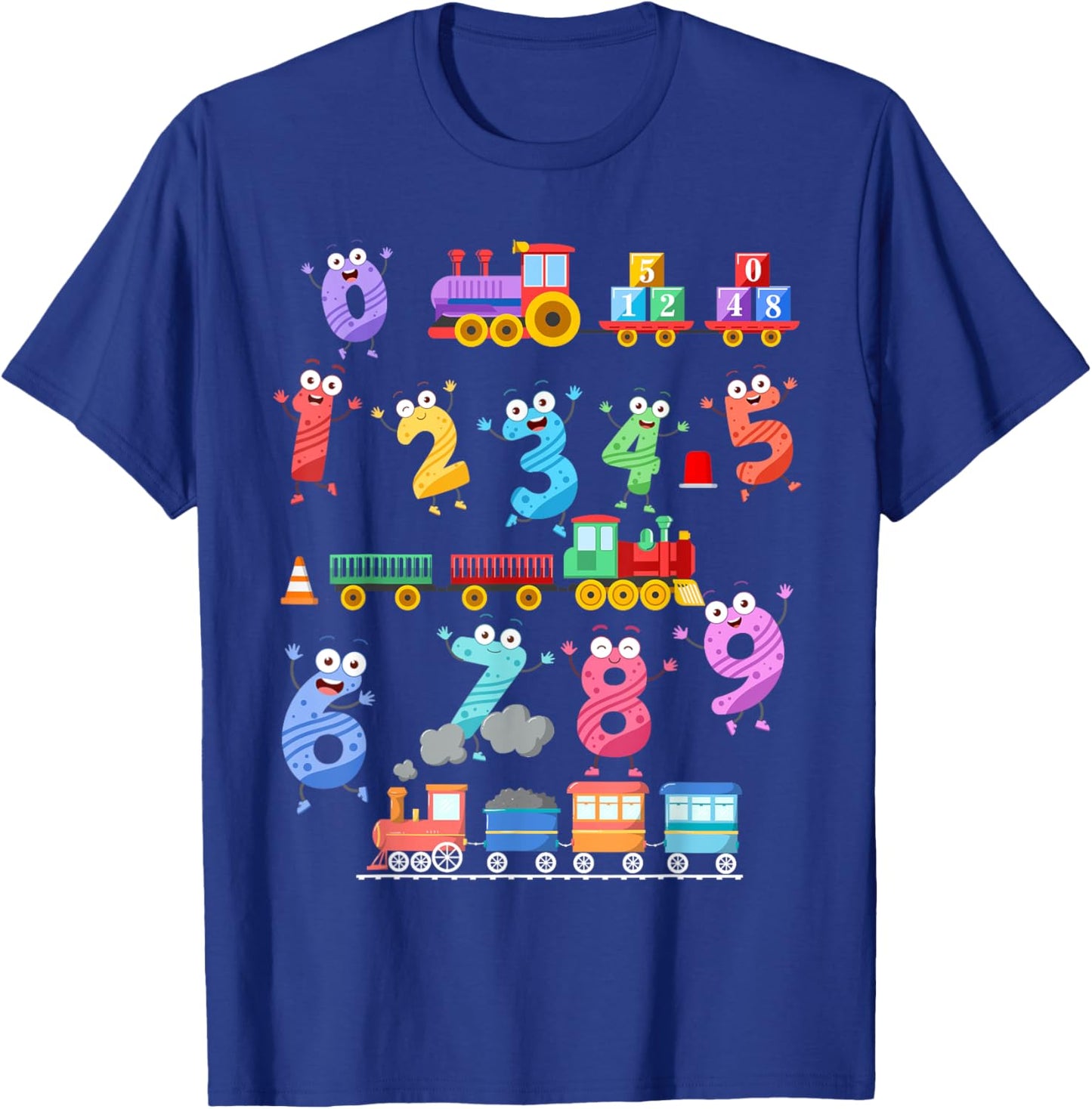 Maths Day Numbers Idea For Kids Train Themed Maths Number T-Shirt - T-Shirt | Royal